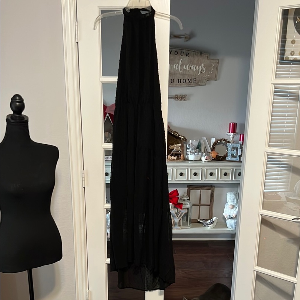 Elegant Black Halter Dress